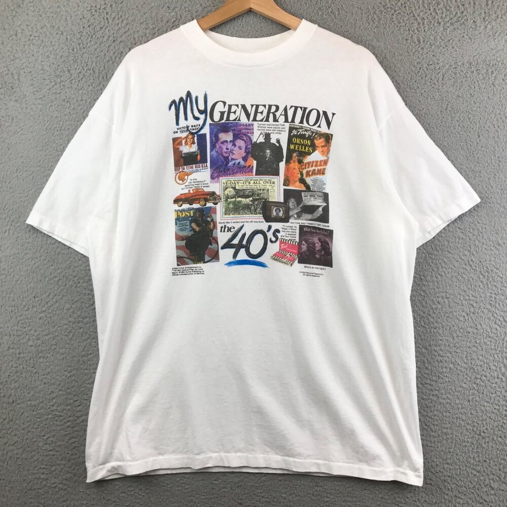 Vintage 90s Peacock Papers My Generation 40s graphic t shirt XL